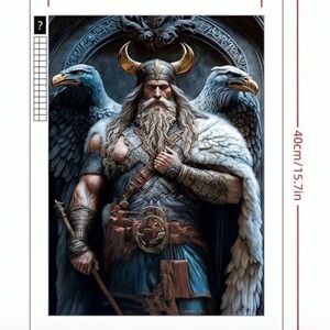 Viking Warrior with Eagles Completed, sealed and framed diamond painting